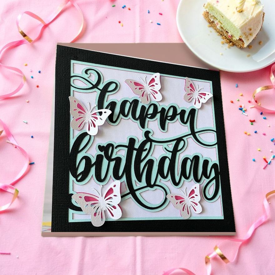 BUTTERFLY Happy Birthday Card SVG