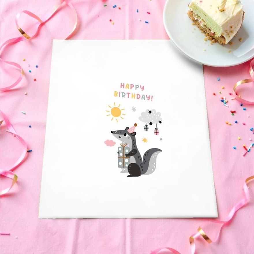 Happy Birthday Card. Cute Forest Animal