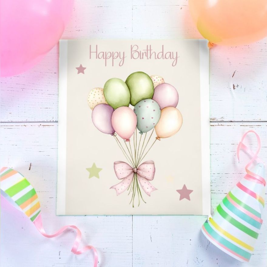 Happy Birthday Card Pastel Printable