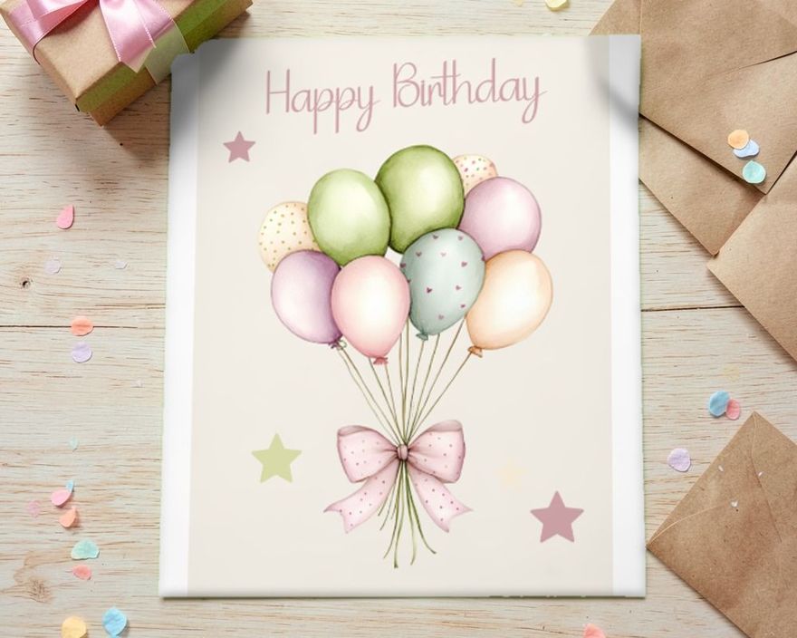 Happy Birthday Card Pastel Printable