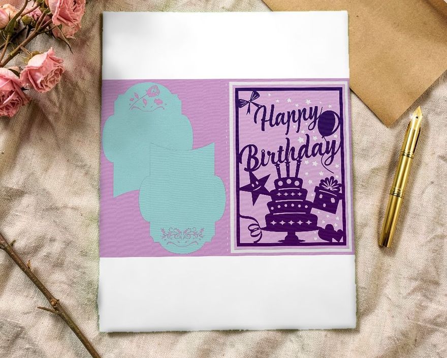 Happy Birthday Card SVG & 3 Envelopes