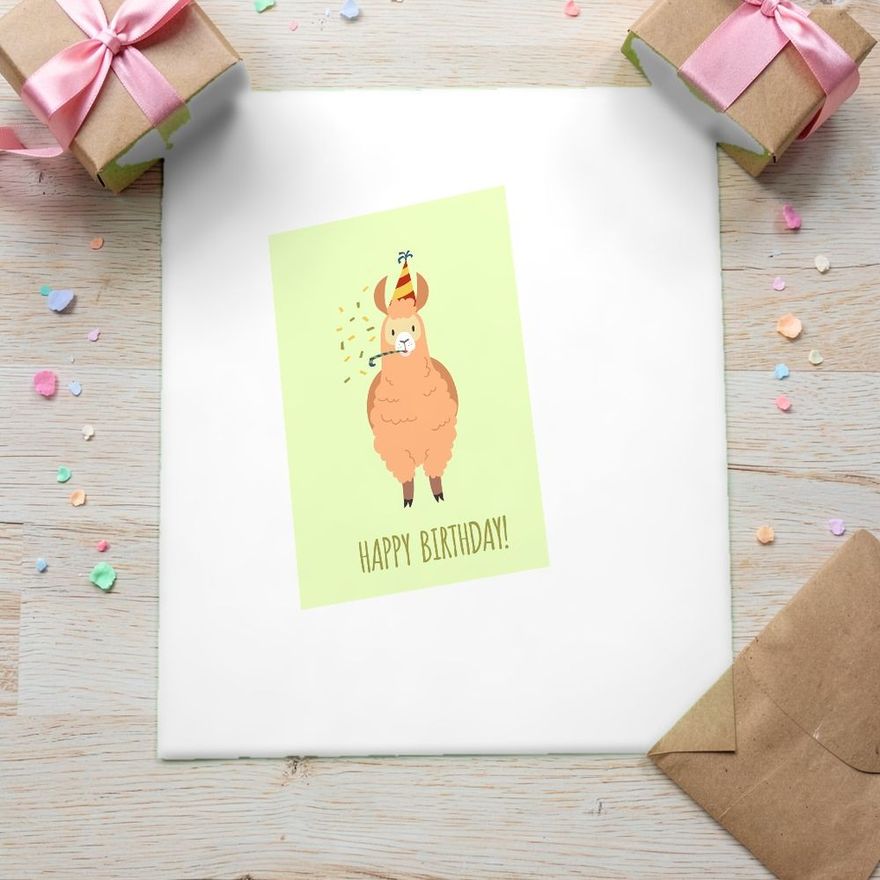 Happy Birthday Card with Funny Alpaca. C