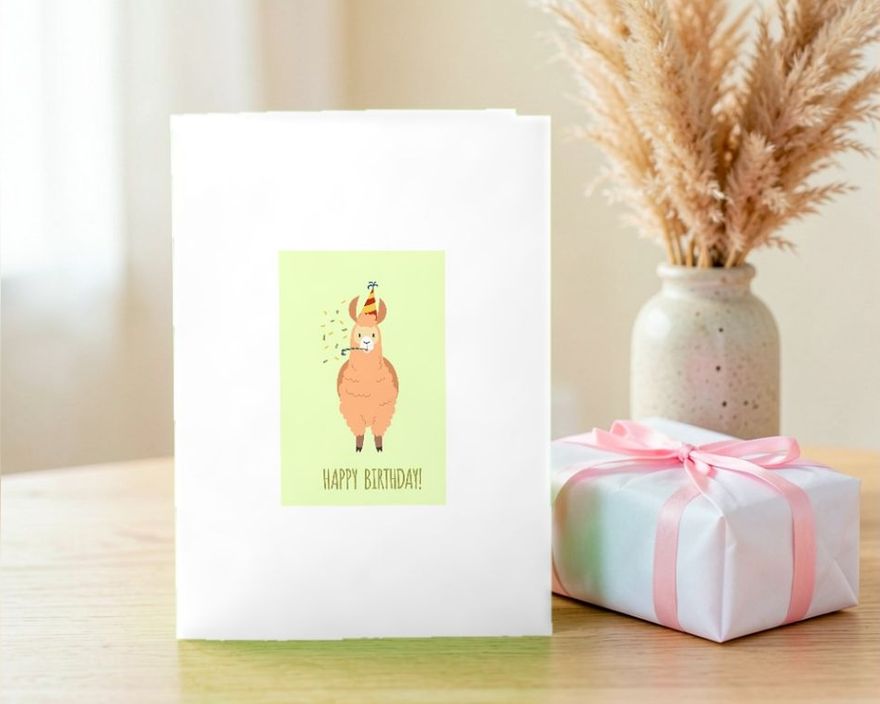 Happy Birthday Card with Funny Alpaca. C