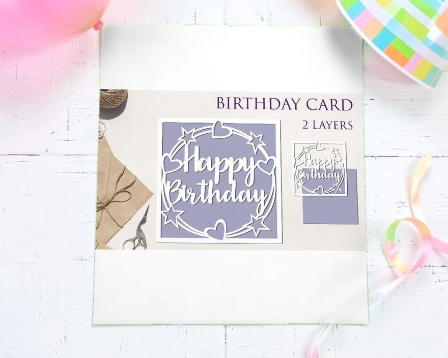 Layered Happy Birthday Card Svg