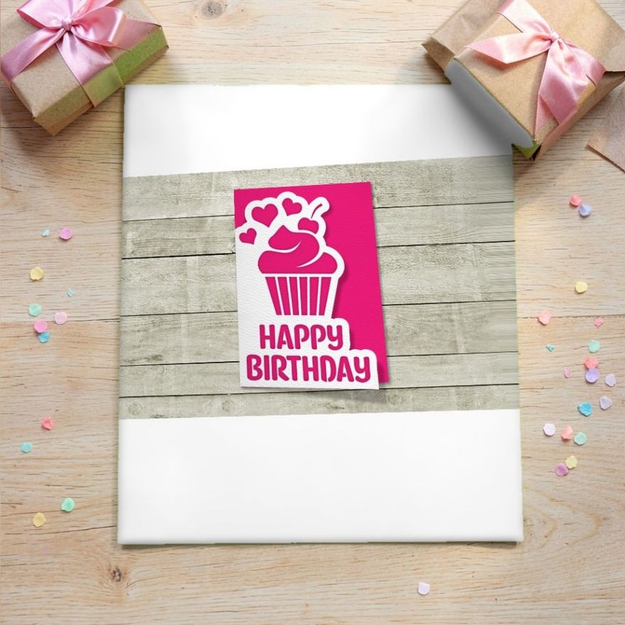 Papercut Birthday Card with Cupcake
