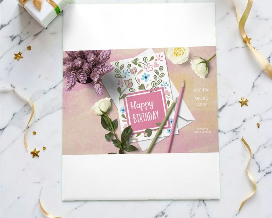 Pink Floral Birthday Card Templates